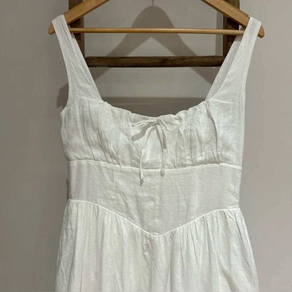 Quince 100% European Linen White Corset MIDI Dress Size M NWT Coquette Milkmaid - Picture 4 of 9